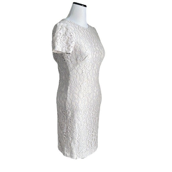 LAUREN RALPH LAUREN Women’s Lace Knee-Length Cocktail Dress Light Grey Size 4 - Picture 13 of 14
